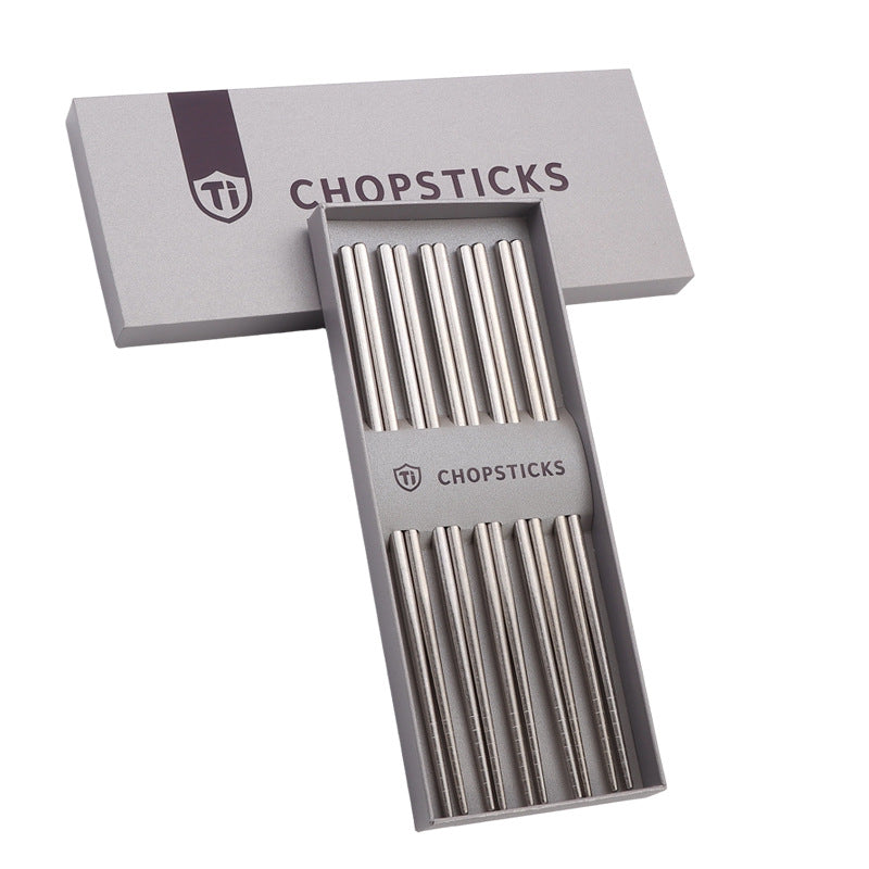 Pure Titanium Crystal Chopsticks for Home and Outdoor Use, Light Luxury Colorful Ice Flower Chopsticks23cm Half Square Chopsticks Restaurant Antibacterial Titanium Chopsticks