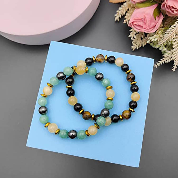 Black Gallstone Elastic Bracelet for Women Friendship Gift Cross Pendant Tiger Eye Blue Vein Agate Beaded Bracelet
