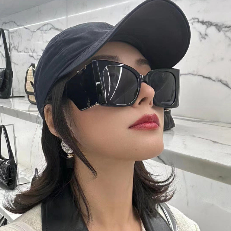 Yang Shulin Style Cat Eye Sunglasses for Women Fashion Large Frame Sunglasses High-end Sun Protection Glasses glasses