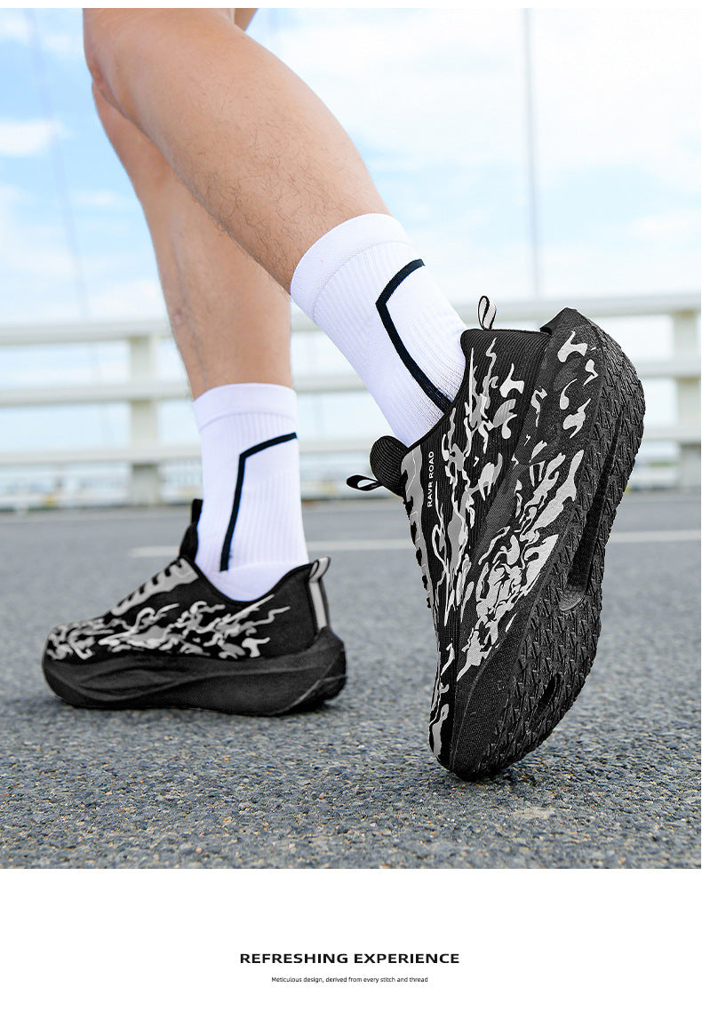 Autumn New Fashion Casual Double Mesh Thickened Sports Shoes with Real Carbon Plate High Elasticity Cushioning Marathon Lightweight Running Shoes