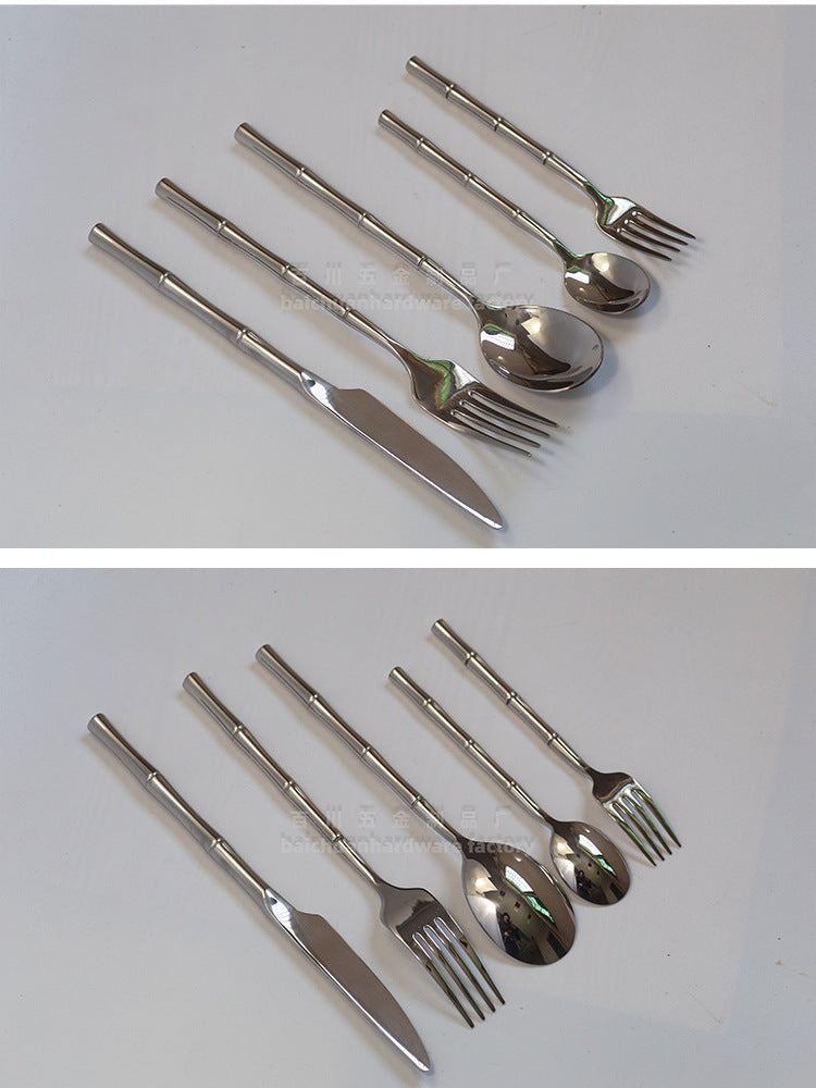304Stainless Steel Bamboo Chopsticks and Spoon Set High-End Solid Tableware Household Set Dessert Spoon Fork Fruit Fork Tableware