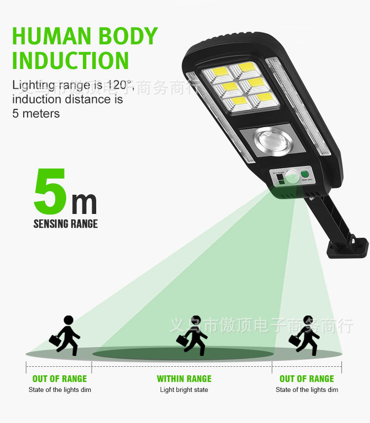 New outdoor solar light with colorful warning street light COB Garden Light with Human Body Sensor with Remote Control