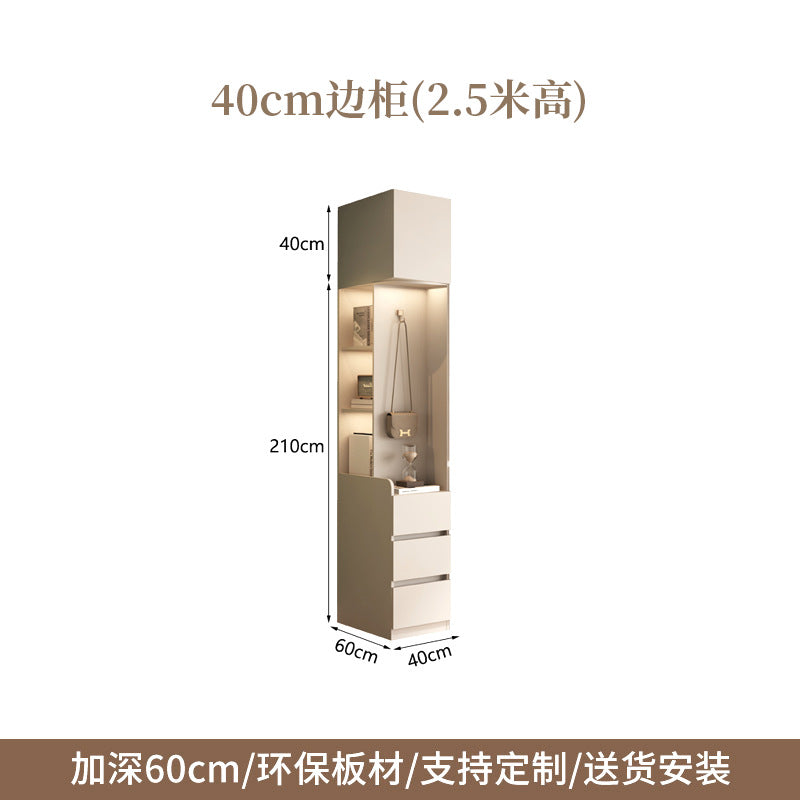 One Door to the Top Solid Wood Sliding Door Wardrobe Modern Simple Home Master Bedroom Sliding Door Large Wardrobe Cream Style