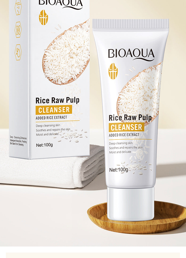 Rice Puree Facial Cleanser100g BIOAOUA Cleansing, Moisturizing, and Hydrating Export Cross-Border Manufacturer Wholesale