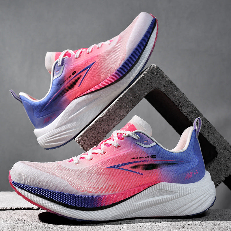 Real Carbon Plate Popcorn Men's Sports Shoes Youth Mesh Breathable Non-Slip Fitness Test Racing Marathon Running Shoes