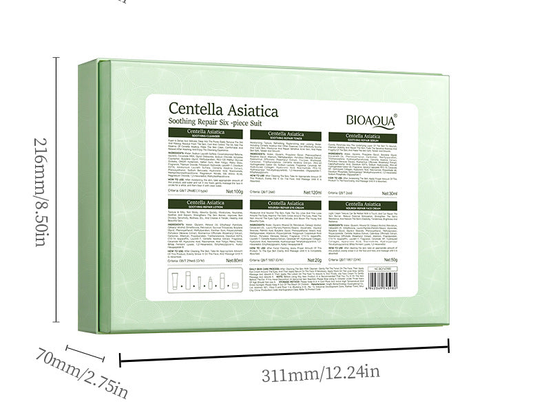 Centella Asiatica Skin Care Set in English BIOAOUA Cleansing, moisturizing and moisturizing six-piece set  foreign trade wholesale