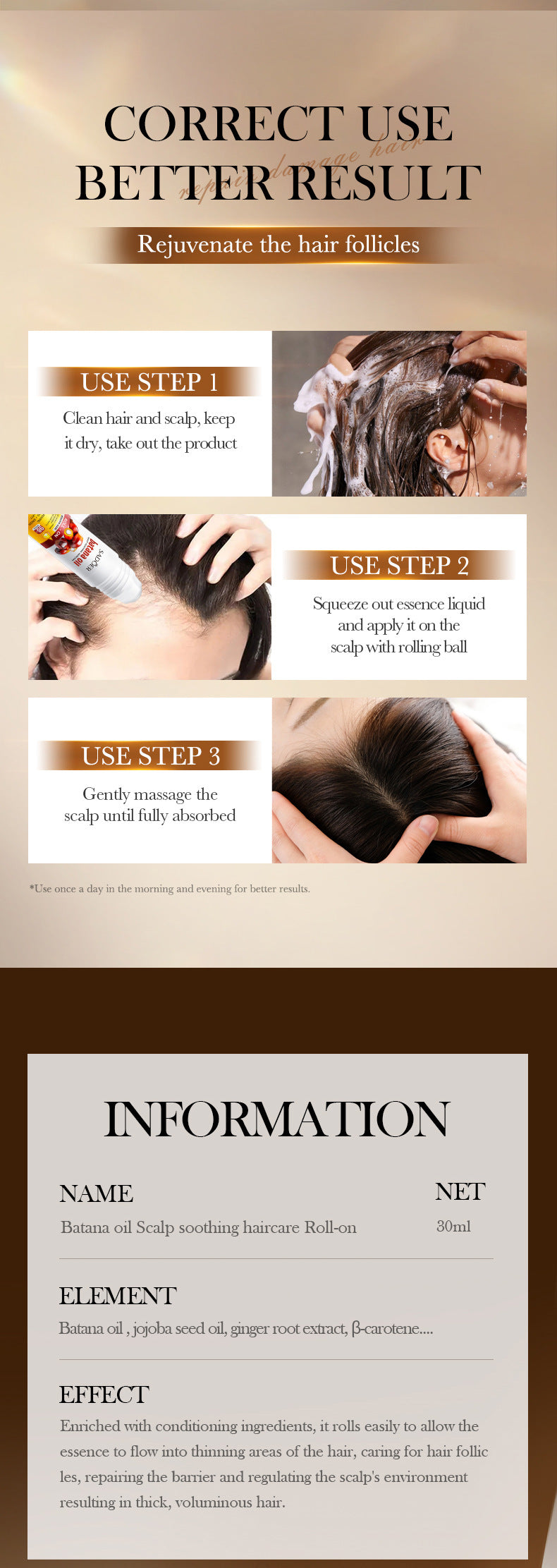 Batahana Scalp Soothing Conditioner SADOER Moisturizing and Nutritious Hair Care Roll-on Cross-Border Wholesale