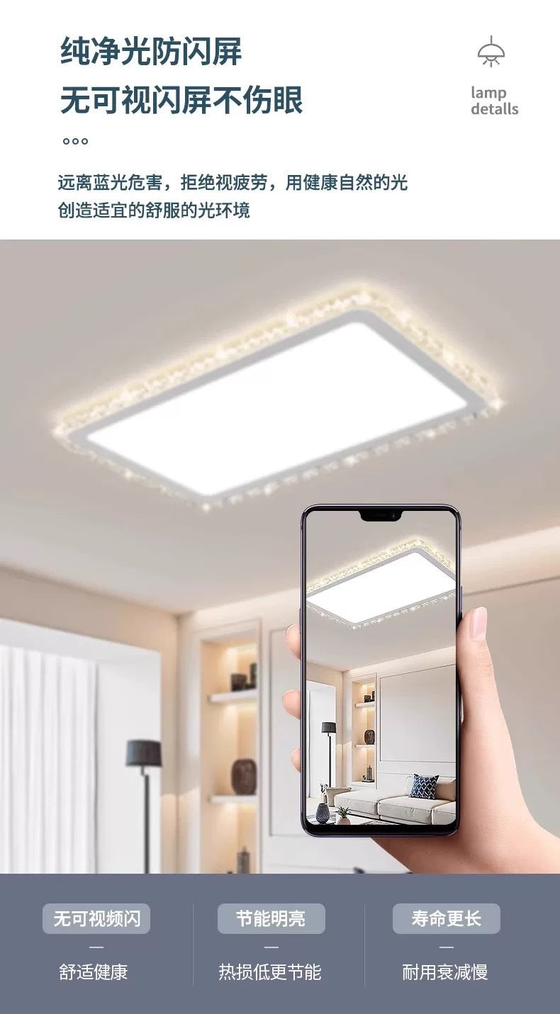 Light Luxury Living Room Ceiling Lamp2025New Year's Crystal Lamp High-end Bedroom Main Lamp Round led Eye Protection Lighting