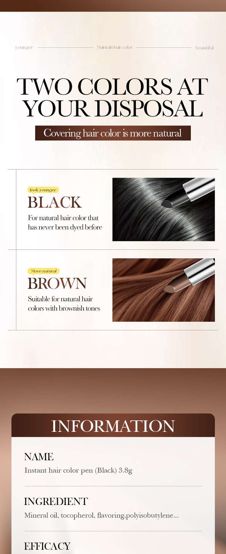 Cross-border Hair Dye Pen3.8g Moisturizing Hair Black Men and Women Conditioner Export Manufacturer Wholesale