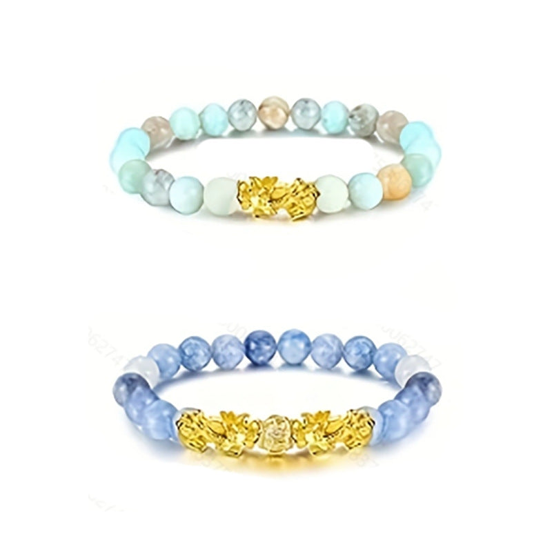 Tiger Eye Stone Pixiu Bracelet for Wealth and Luck Imitation Obsidian Bracelet Unisex Six-Word Mantra Pixiu Bracelet