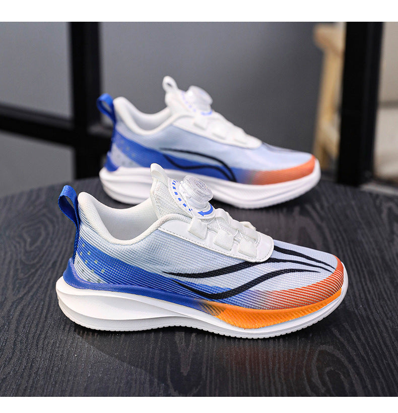 New Children's Shoes Breathable Rotating Button Sneakers Red Rabbit Casual Big Kids Shock Absorption Non-Slip Running Shoes