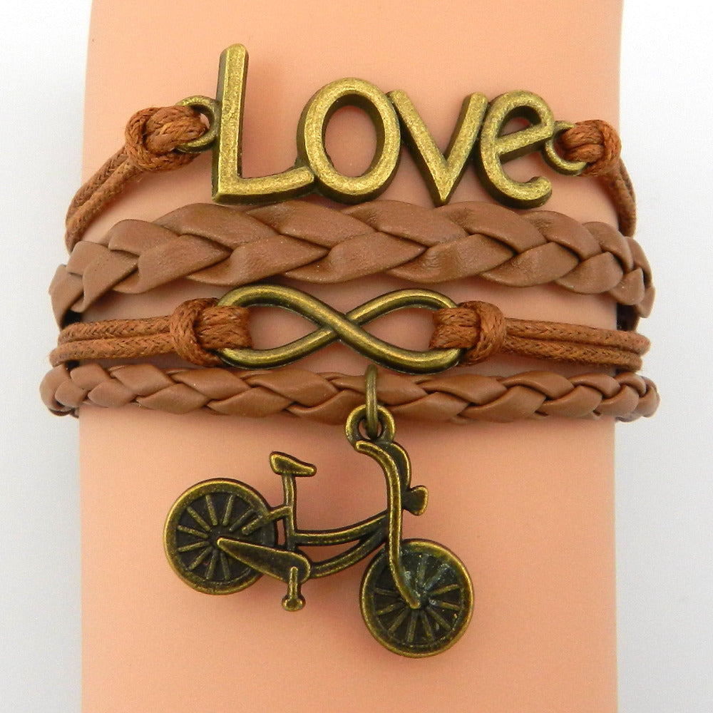 Vintage Anchor Multi-layer Braided Bracelet Owl Cross Bracelet Men's Layered Handmade Braided Leather Bracelet