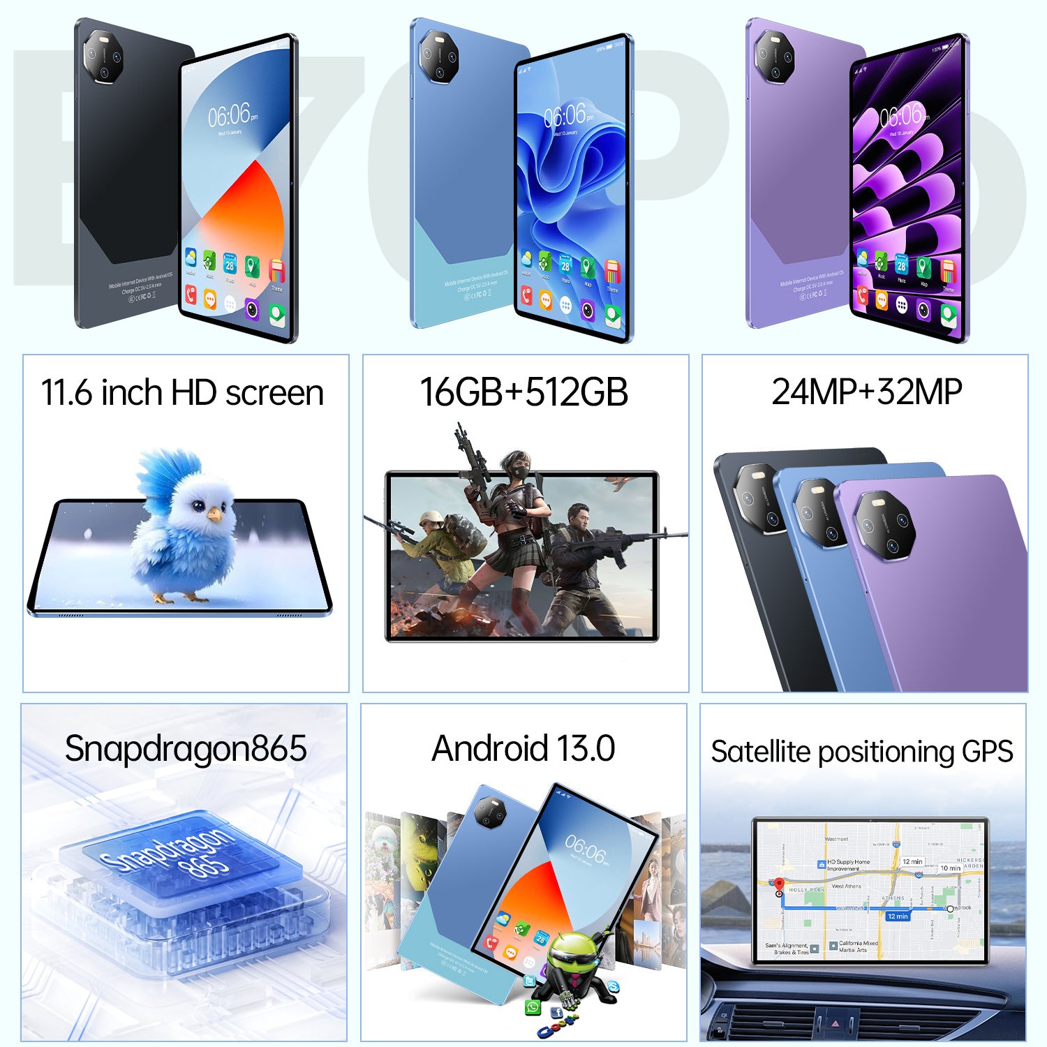 E70 Pro10.1Inch16+512G Smart Tablet Computer Shopee(Popular)