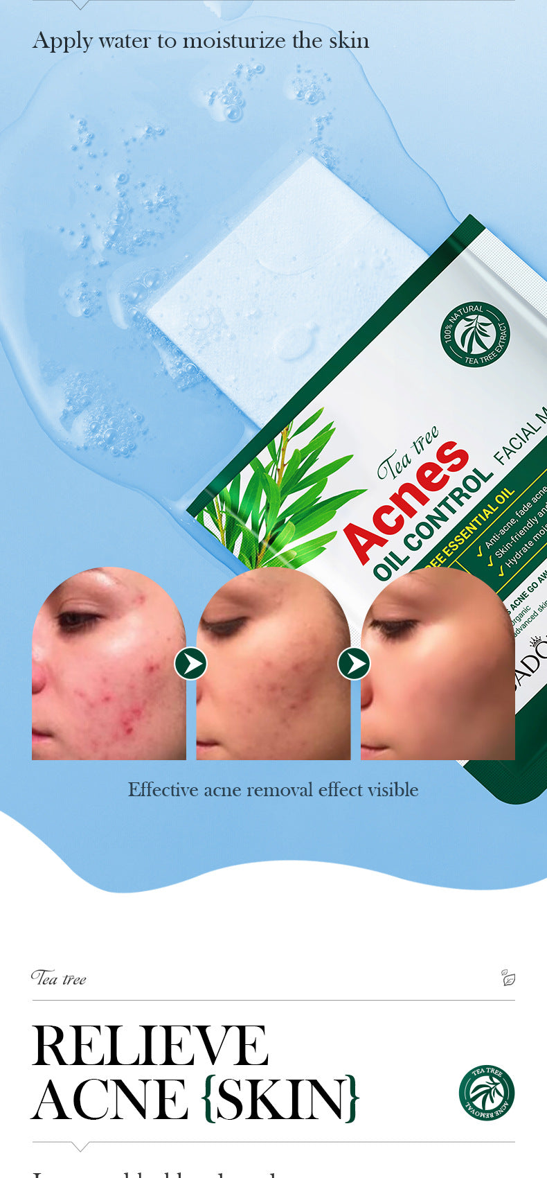 Full English Tea Tree Facial Mask25g SADOER Refreshing Moisturizing Tablets for  Wholesale