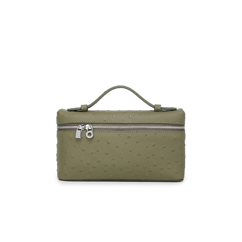 GIgi Same Style Women's Bag Niche Elegant Handheld Lunch Box Bag Women Simple Top Layer Cowhide Single Shoulder Crossbody Small Bag