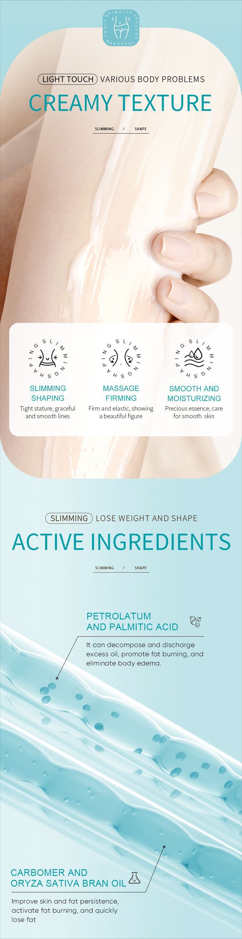 Slimming and Shaping Cream SADOER Body Massage Cream Shaping Fat Burning Firming Lightweight Cross-Border Wholesale