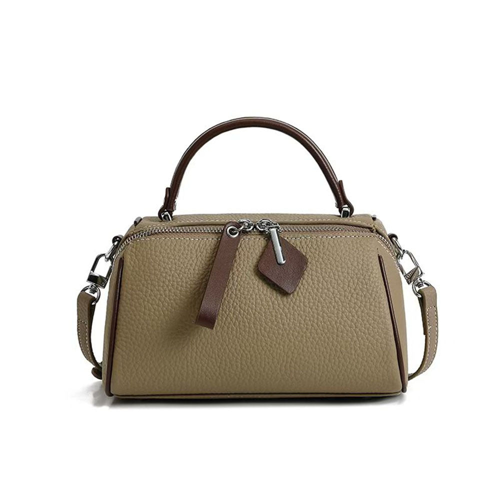 Niche Color-Block Genuine Leather Handbag for Women2025New Fashion Versatile Pillow Bag Stylish Single Shoulder Crossbody Bag