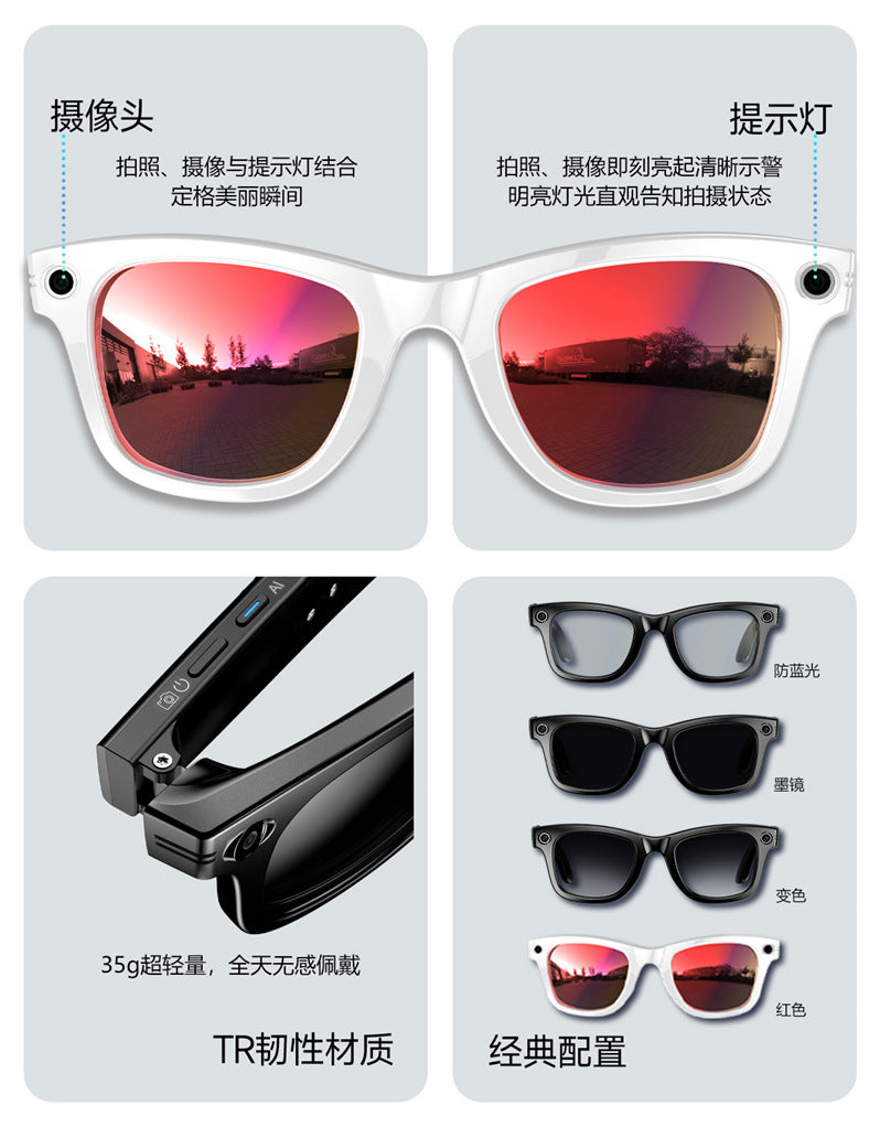 W610Smart Glasses AI Voice Assistant Translation800W Camera Listening to Music Bluetooth Calling Bluetooth
