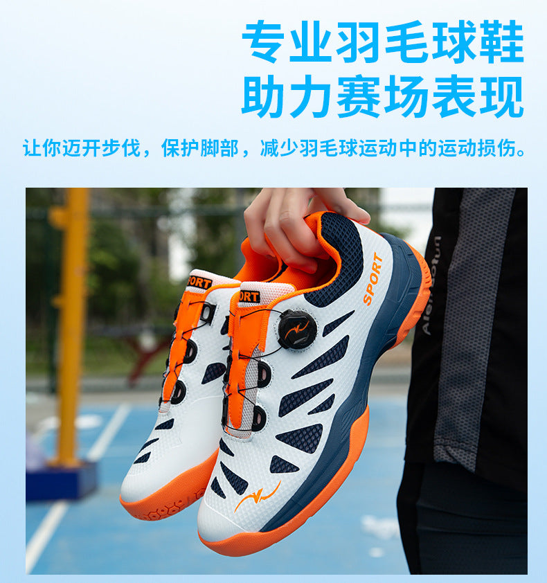 Plus Size New Luxury Fashion Rotating Buckle Badminton Shoes Trendy Versatile Tennis Table Tennis Sports Shoes