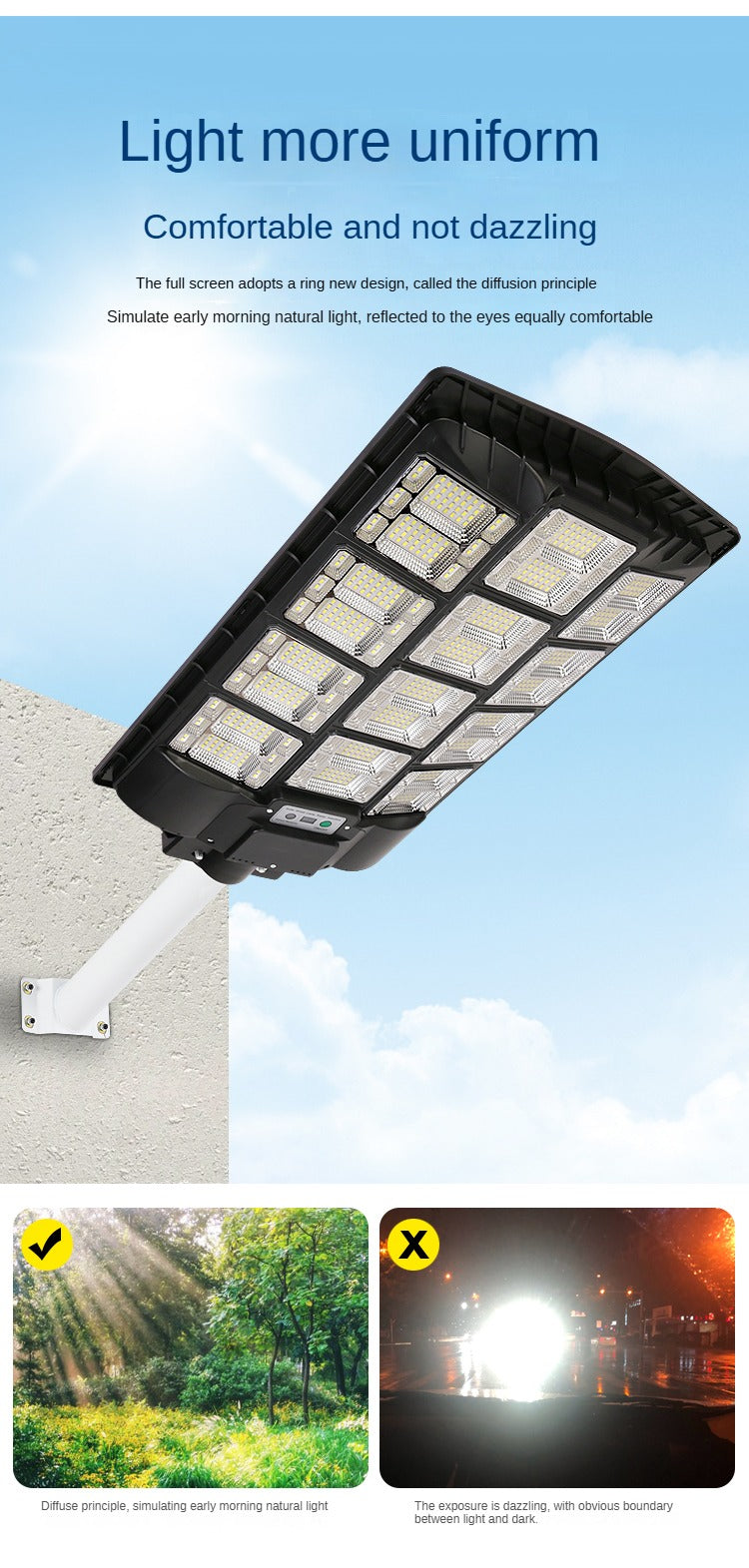 Outdoor Waterproof And Rainproof Solar 600W 1000W 120W Human Body Sensing Mode Light Control Mode Led Street Light
