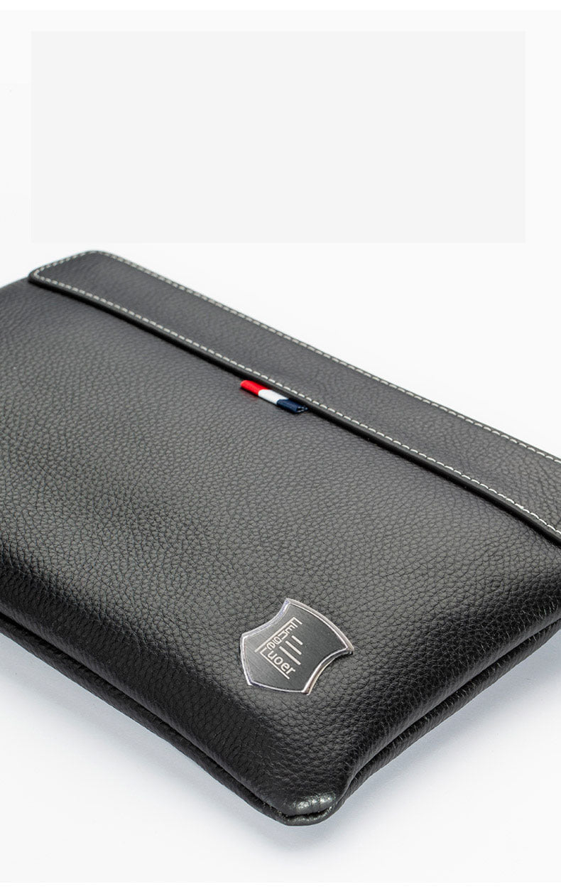 Business Commuting Genuine Leather Clutch Bag for Men, Casual Large Capacity Top Layer Cowhide Men's Handheld Wallet Phone Bag