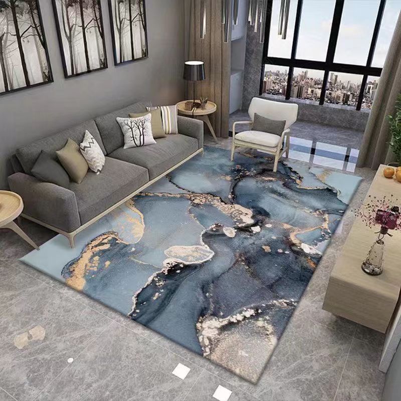 Living Room Carpet Nordic Light Luxury High-End Coffee Table Sofa Cushion Ink Art Style Home Bedroom Bedside Crystal Velvet Carpet