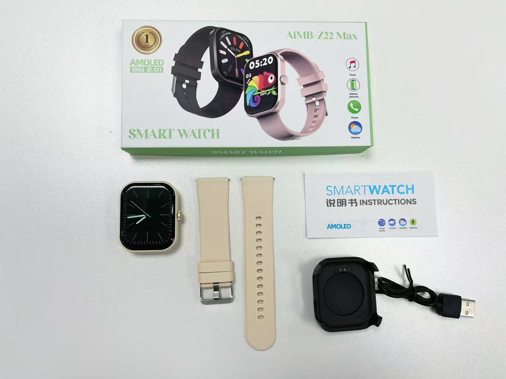 AIMB-Z22 Max Smart Watch2.01inch Bluetooth Call Heart Rate Pedometer Sleep Monitor Sports Waterproof Shockproof Dustproof