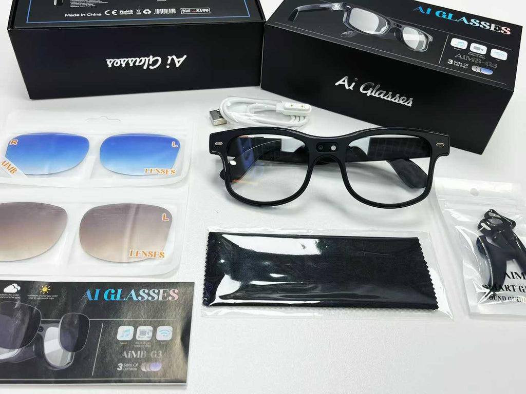 AIMB-G3Smart Glasses800100 Megapixel Camera1200P Video Recording Color Changing Lenses AI Simultaneous interpretation