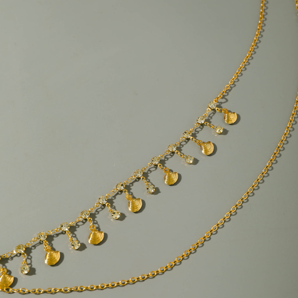 Trendy Simple Men's Body Chain Necklace Fashion Imitation Emerald Heart Hollow Chest Chain with Diamonds