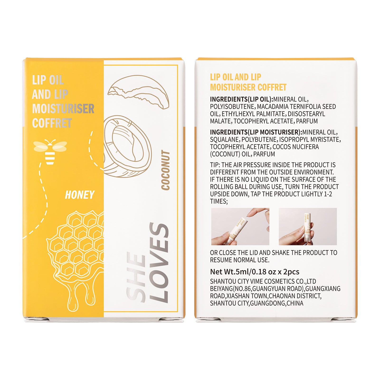 Honey Coconut Roll-On Lip Oil Long-lasting lightening lip lines moisturizing nourishing transparent glossy glass lip gloss