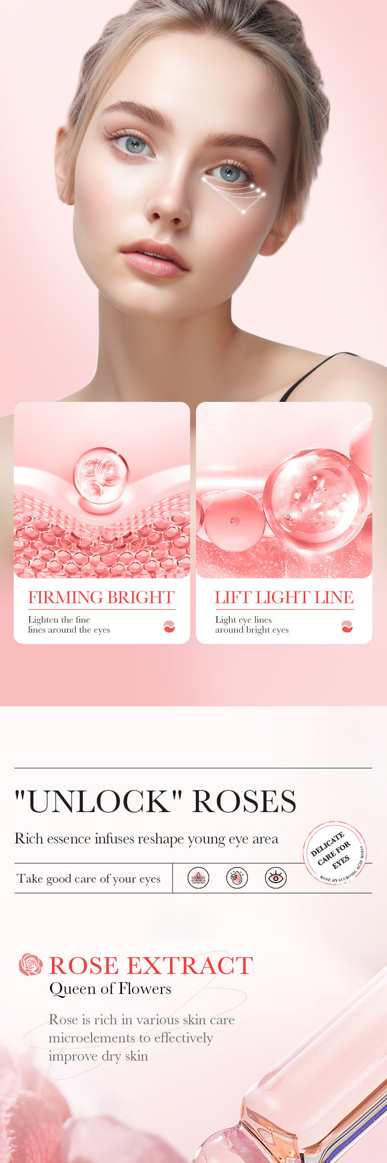 foreign trade BIOAOUA Rose Hyaluronic Acid Moisturizing Eye Mask Hydrating and Moisturizing Eye Mask Wholesale