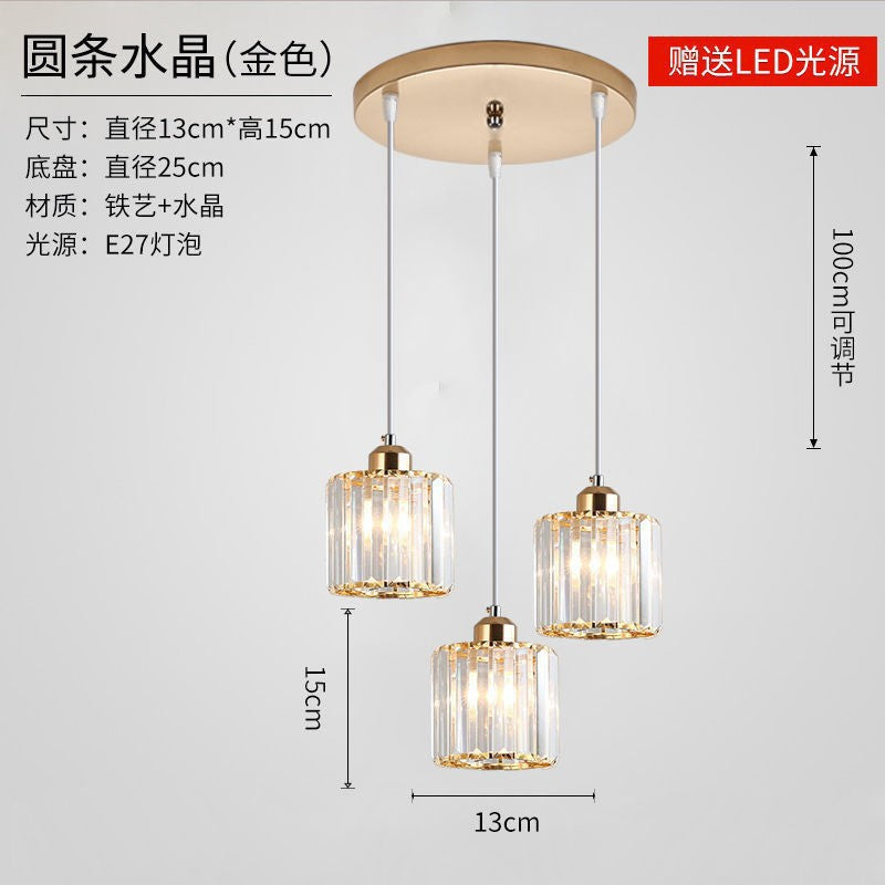 Export Simple Restaurant Crystal Pendant Light Single Head3Headboard Pendant Light Dining Table Bar Crystal Pendant Light Wholesale