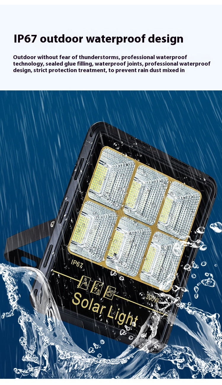 Solar Floodlight 100W 200W 300W IP67 Waterproof ABS Material Charges During the Day and Automatically Turns on at Dusk