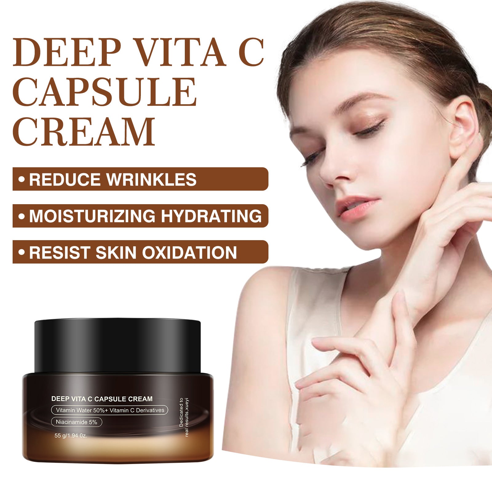 All VC Facial Capsule Cream Wrinkle Smoothing Anti-Wrinkle Essence Cream Hydrating Moisturizing Universal Face Cream