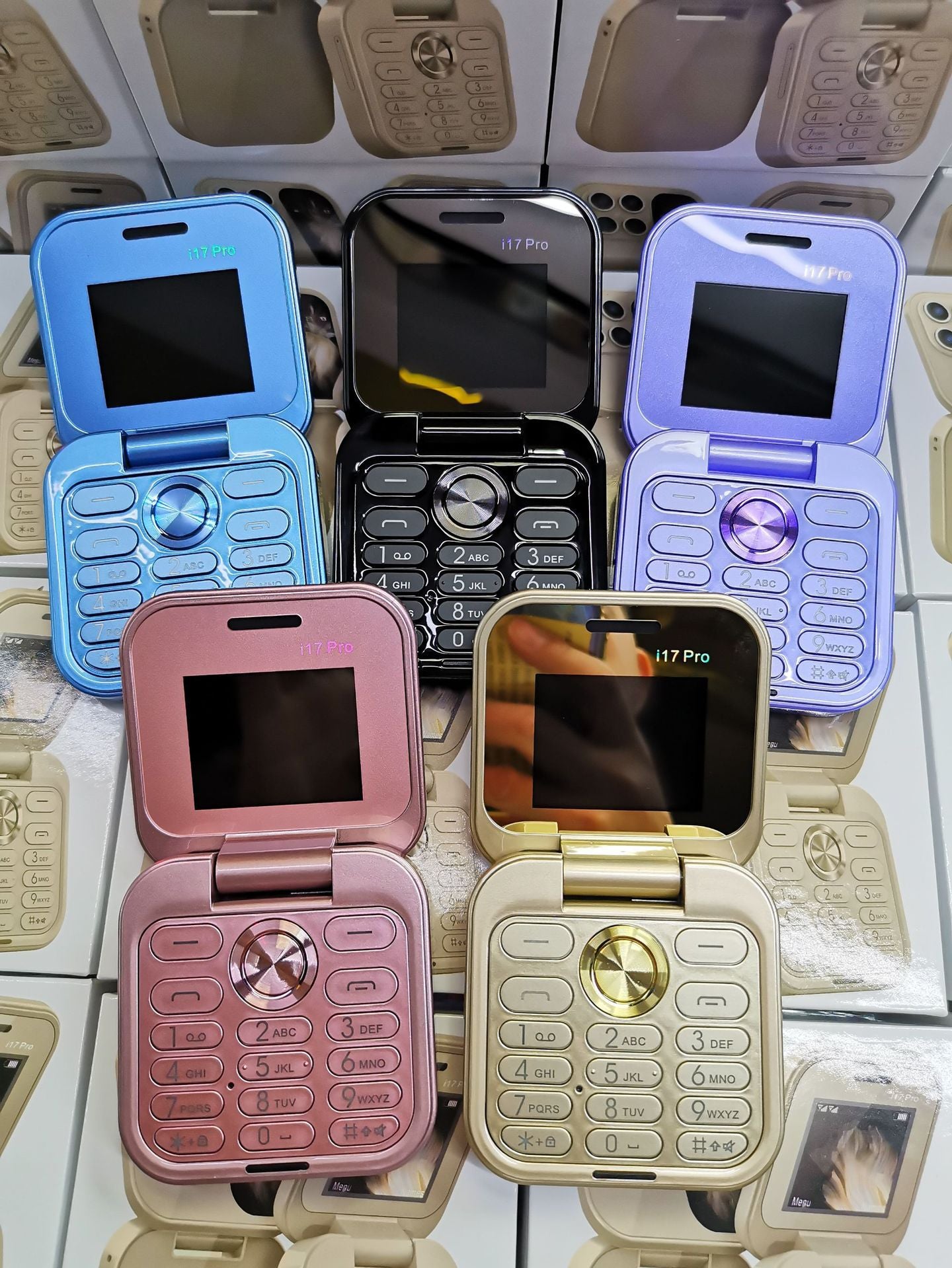 Wholesale New i17pro Flip Folding Phone Mini Phone Button Elderly Phone mini Feature Phone