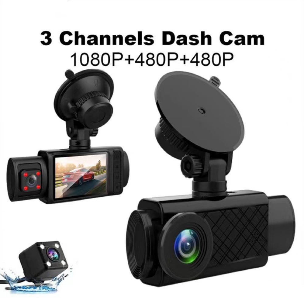 S11New three-lens dashcam2Inch Hd1080P Simultaneous Recording of Front, Interior, and Rear of the Vehicle