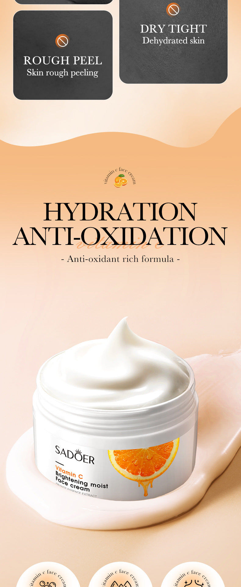 Vitamin C Moisturizing Cream SADOER Whitening, Hydrating, and Skin-Softening Face Cream Cross-Border Wholesale