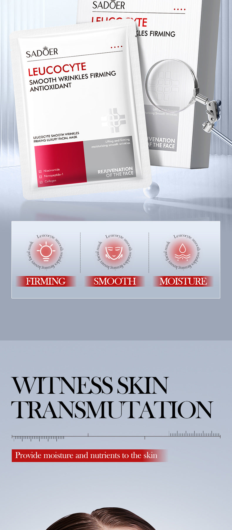 Luxurious Firming and Wrinkle-Reducing Mask SADOER Hydrating and Moisturizing Face Mask Cross-Border Wholesale