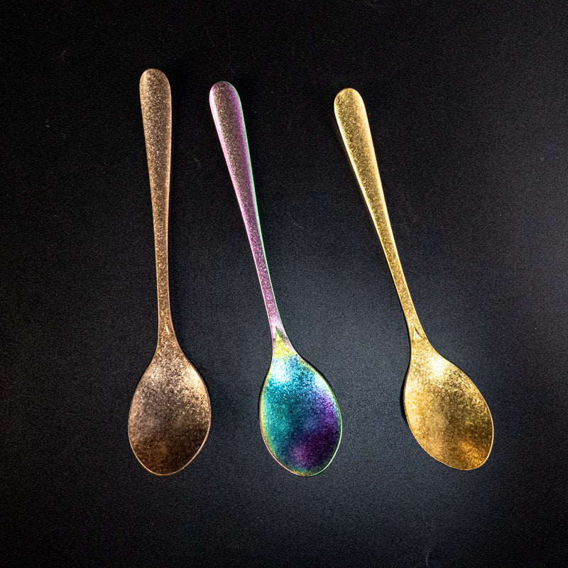 Factory Direct Sale Pure Titanium Spoon Household Crystal Ice Flower Colorful Soup Spoon Outdoor Pure Titanium Korean Style Table Spoon Camping Outdoor