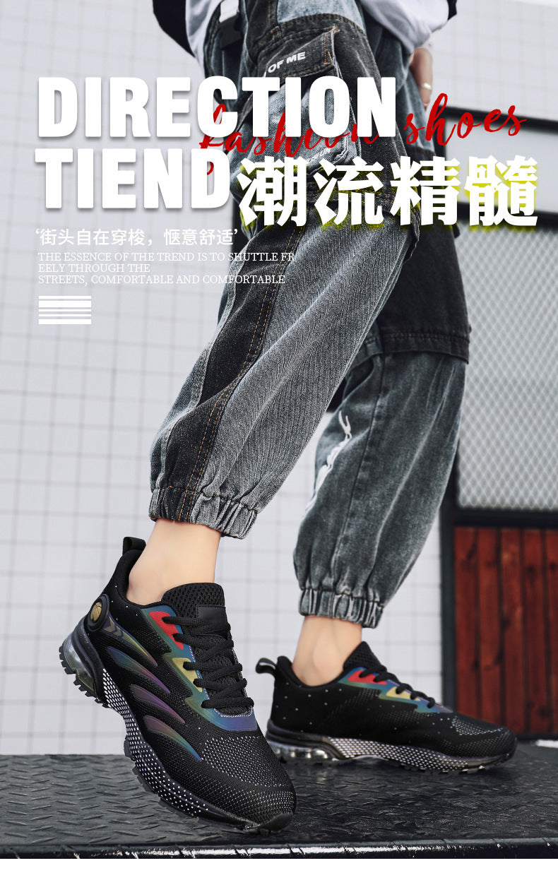 Men's Sports Casual Shoes Marathon Extra Large Size Cushion Shoes Flyknit Four Seasons Rubber Wear-resistant Non-slip Sports Shoes