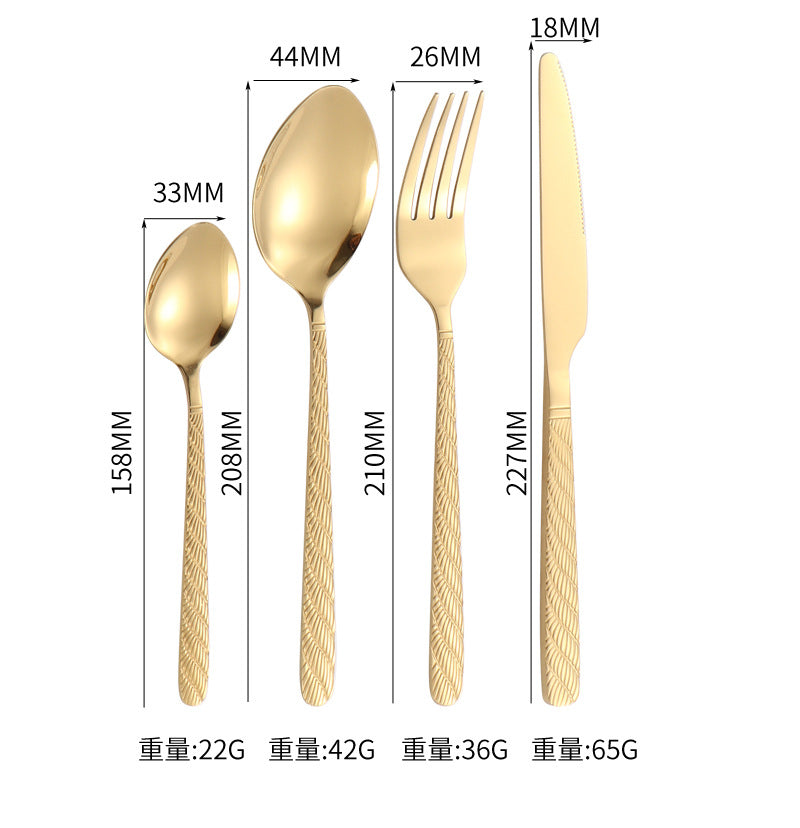 410Stainless Steel Tableware Hotel Restaurant Hemp Rope Pattern Knife Fork Spoon24Set of Western Steak Knives and Forks