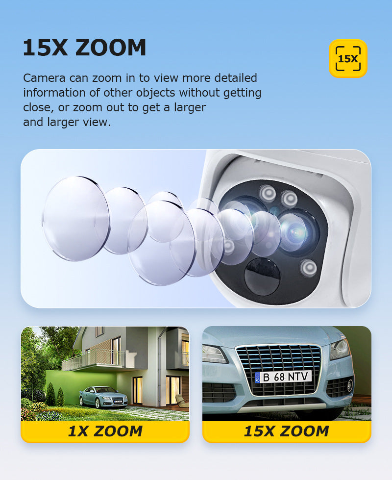 Manufacturer Private Model Outdoor4G Three-eye Solar Camera6MP High Definition Full Color1510x Zoom Solar Surveillance