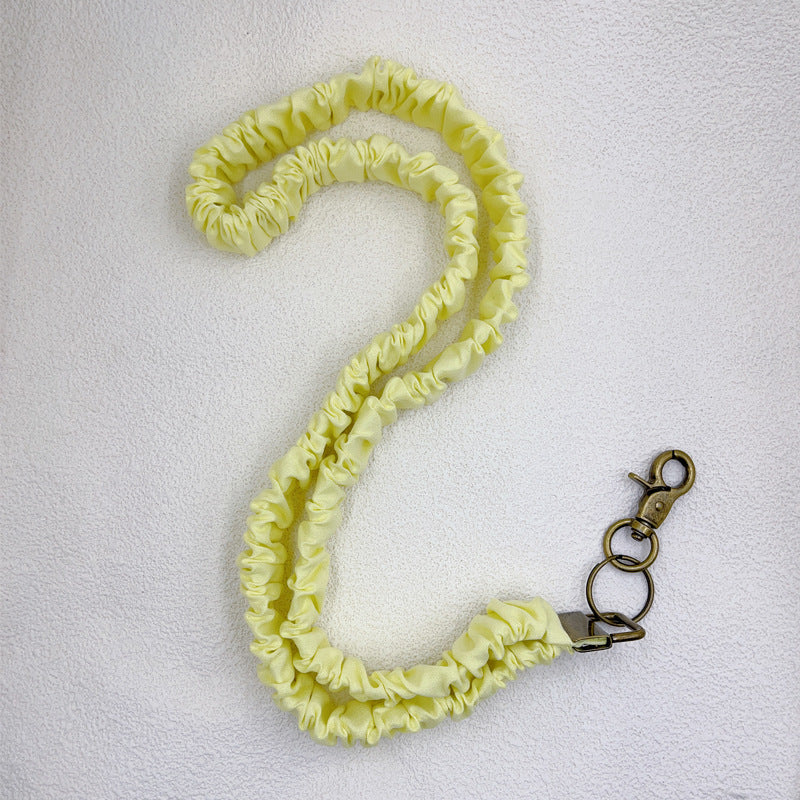 Keychain Large Elastic Polyester Wrinkle Print Hanging Ring Buckle Work Badge Phone Lanyard Chain