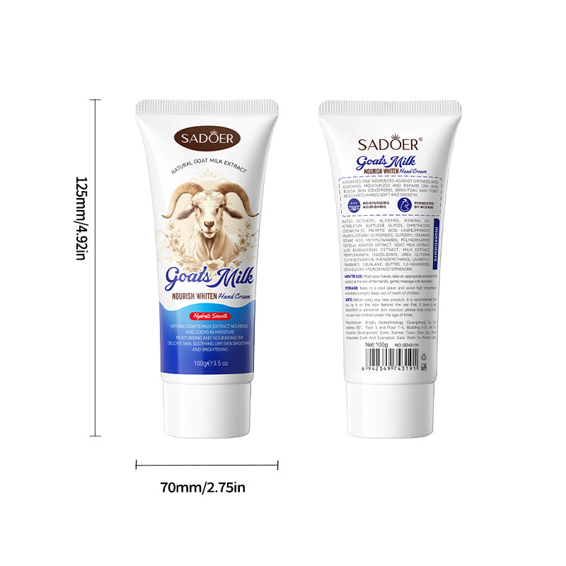 Goat Milk Whitening Hand Cream SADOER Autumn and winter moisturizing hand cream cross-border foreign trade wholesale