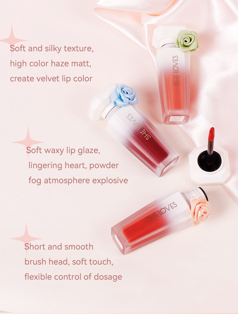 Europe and America SHELOVES Rose Matte Lip Glaze Long-lasting Non-stick Cup Non-fading Genuine Lip Gloss Makeup Wholesale