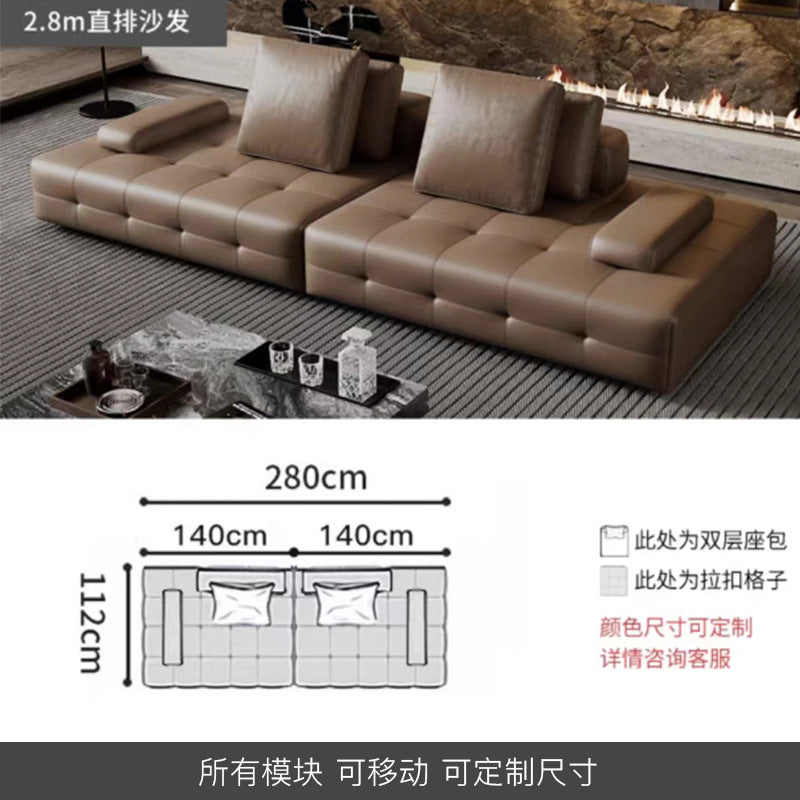 Lawrence Genuine Leather Sofa Italian Minimalist Style for Small and Large Apartments, Villas, and Clients, Corner Sofa, Modern Straight Row Leather Sofa Shipping and tax not included