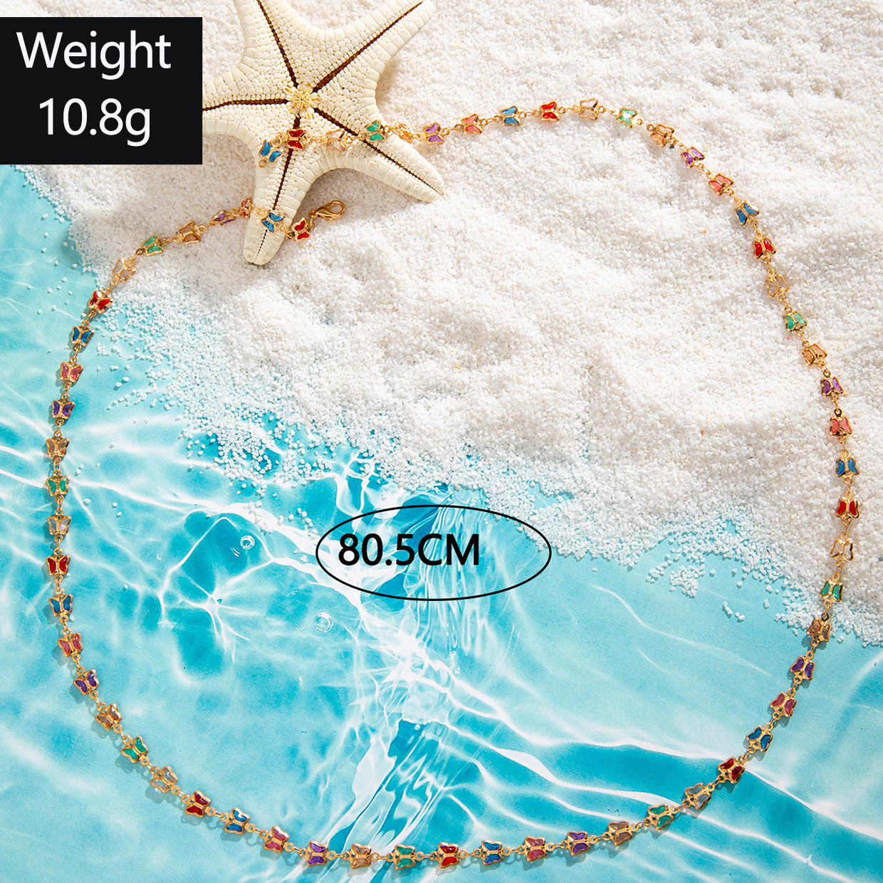 Simple Colorful Beaded Tassel y Chain Necklace Elegant Versatile Diamond-Studded Sweater Chain Jewelry