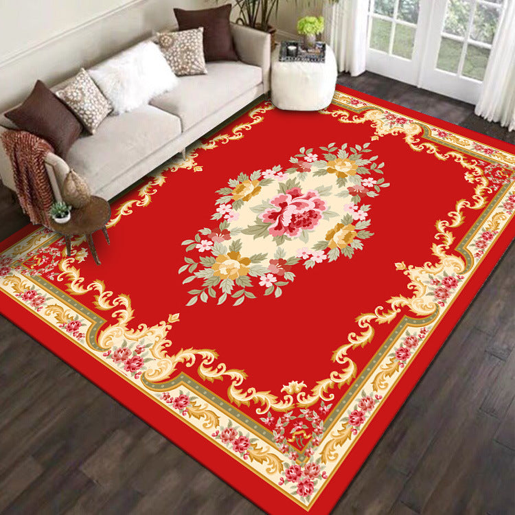 Crystal Velvet Carpet Full Coverage Chinese Style Living Room Sofa Coffee Table Rug Same Style Bedroom Wear-resistant Non-slip Rug