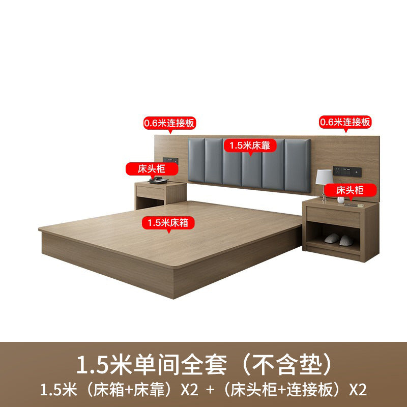 Hotel Bed Hotel Furniture Standard Room Full Set B&B Express Hotel Apartment Single and Double Bed B&B Guest Room Special Bed