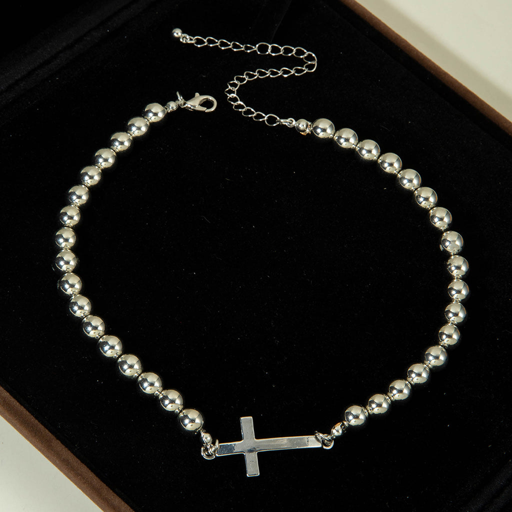 European and American Ornament  Simple Versatile Japanese and Korean Fresh Style Beaded Sugar Cube Round Bead Pearl Necklace Wholesale